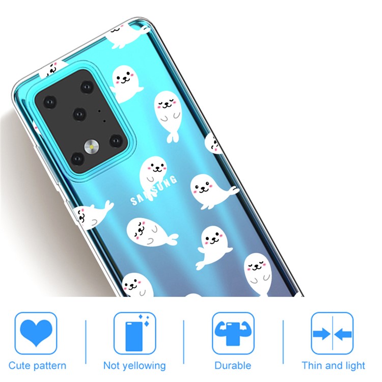 IMD Pattern Printing Soft TPU Phone Cover for Samsung Galaxy S20 Ultra - Mini Dolphin-4