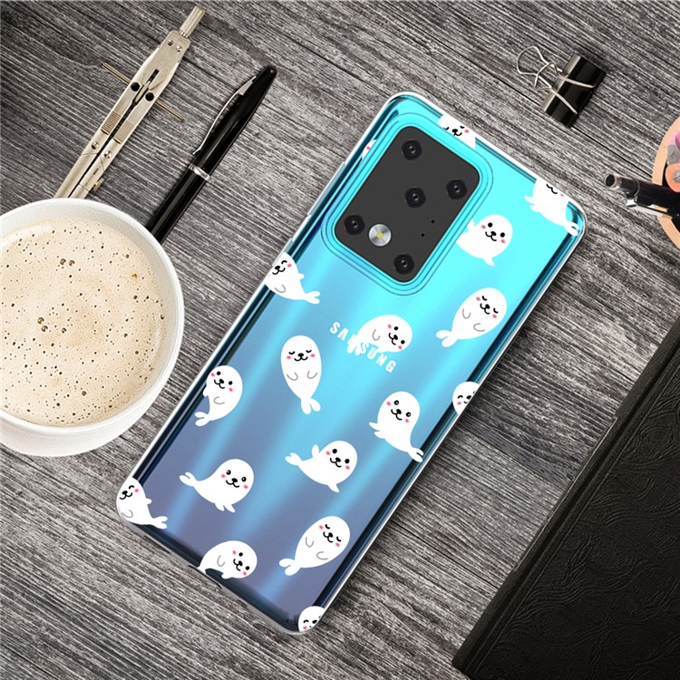 IMD Pattern Printing Soft TPU Phone Cover for Samsung Galaxy S20 Ultra - Mini Dolphin-5