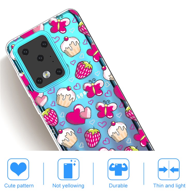 IMD Pattern Printing Soft TPU Phone Cover for Samsung Galaxy S20 Ultra - Cup Cakes-4