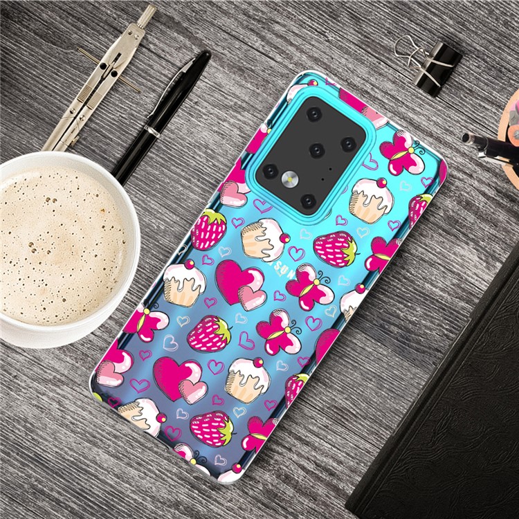 IMD Pattern Printing Soft TPU Phone Cover for Samsung Galaxy S20 Ultra - Cup Cakes-5