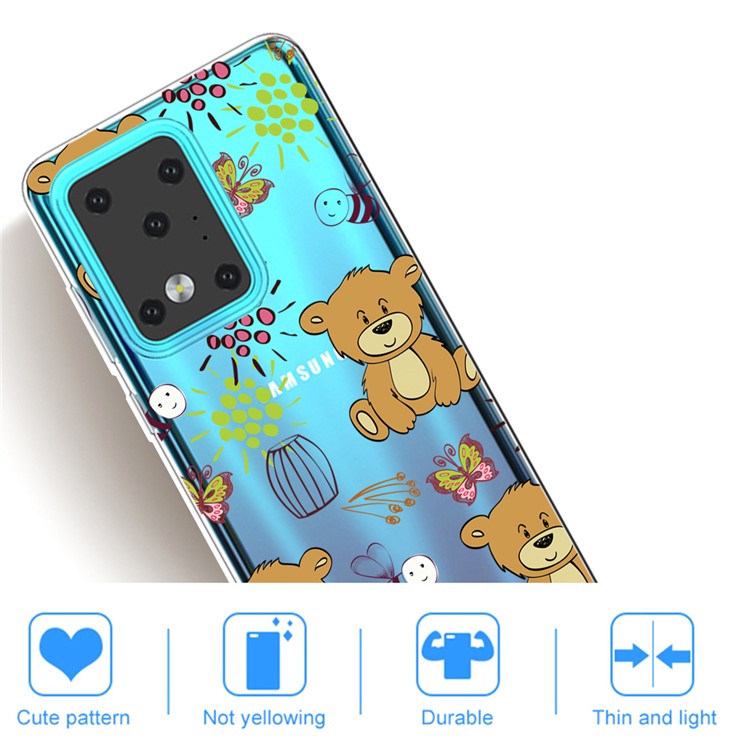 IMD Pattern Printing Soft TPU Phone Cover for Samsung Galaxy S20 Ultra - Bears-4
