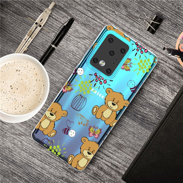 IMD Pattern Printing Soft TPU Phone Cover for Samsung Galaxy S20 Ultra - Bears-5