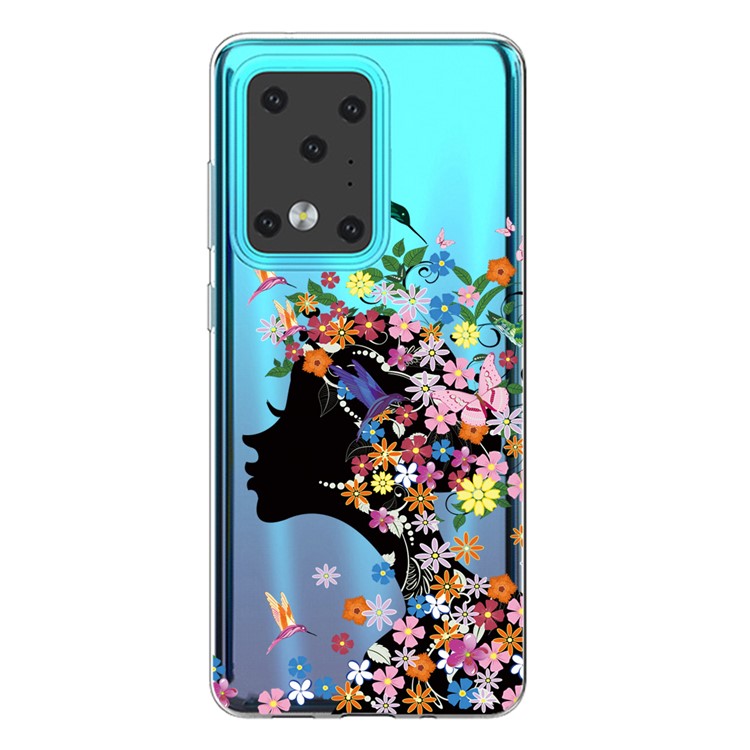 IMD Pattern Printing Soft TPU Phone Cover for Samsung Galaxy S20 Ultra - Flower Girl-1