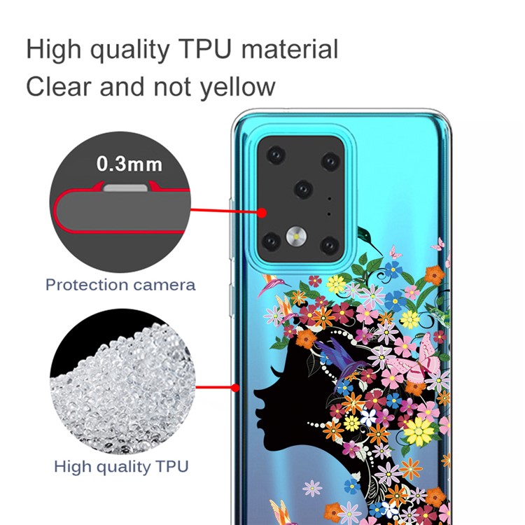 IMD Pattern Printing Soft TPU Phone Cover for Samsung Galaxy S20 Ultra - Flower Girl-2