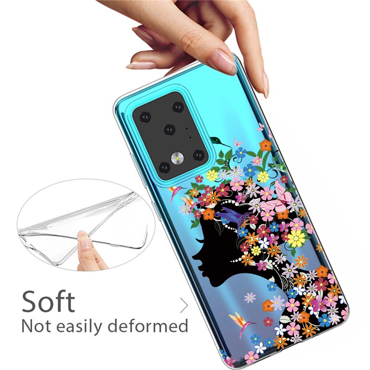 IMD Pattern Printing Soft TPU Phone Cover for Samsung Galaxy S20 Ultra - Flower Girl-3