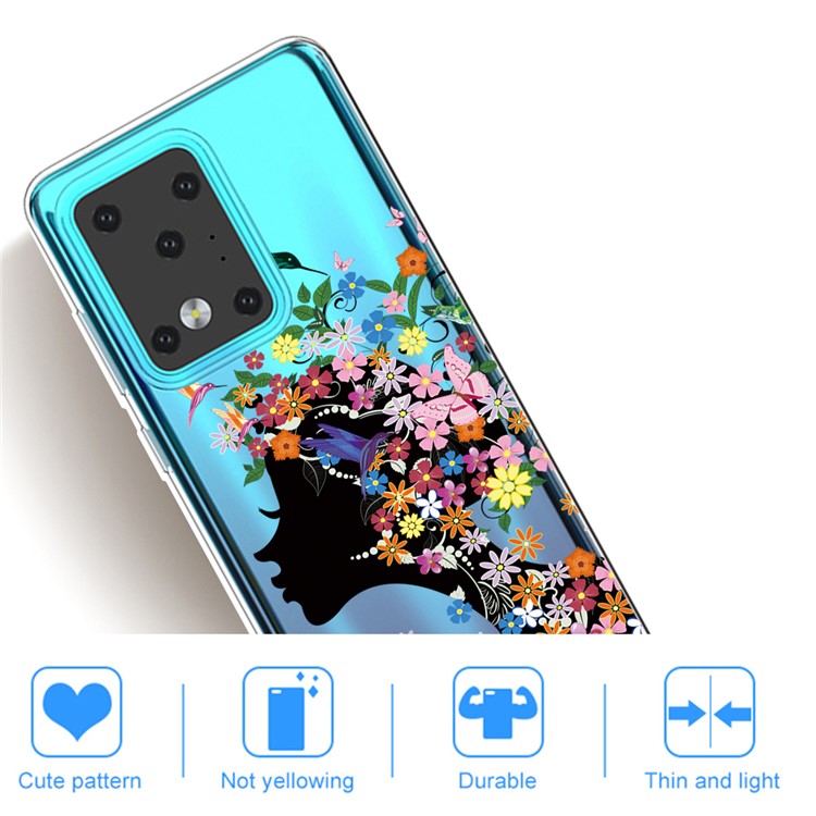 IMD Pattern Printing Soft TPU Phone Cover for Samsung Galaxy S20 Ultra - Flower Girl-4