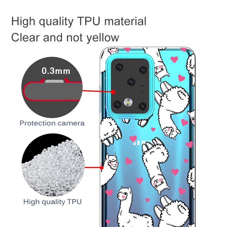 IMD Pattern Printing Soft TPU Phone Cover for Samsung Galaxy S20 Ultra - Alpaca-2