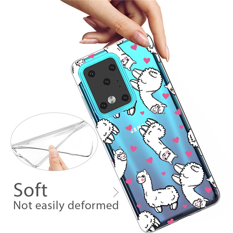 IMD Pattern Printing Soft TPU Phone Cover for Samsung Galaxy S20 Ultra - Alpaca-3