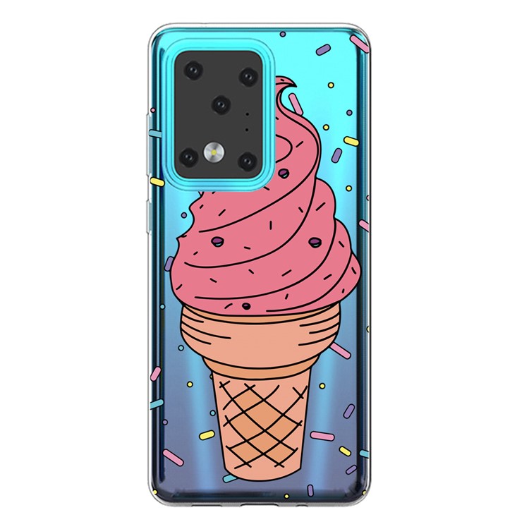 Pattern Printing IMD Clear TPU Phone Case for Samsung Galaxy S20 Ultra - Ice Cream-1