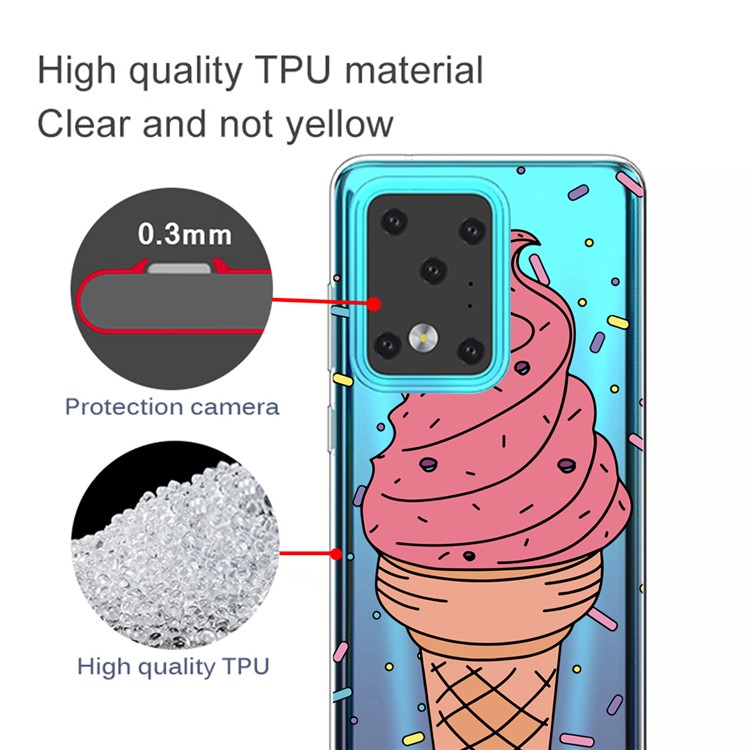 Pattern Printing IMD Clear TPU Phone Case for Samsung Galaxy S20 Ultra - Ice Cream-2