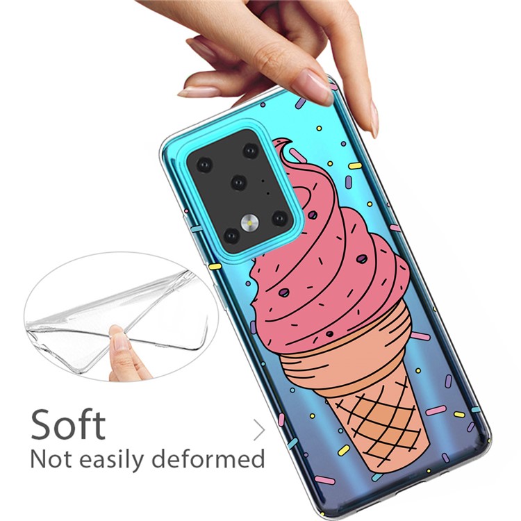 Pattern Printing IMD Clear TPU Phone Case for Samsung Galaxy S20 Ultra - Ice Cream-3
