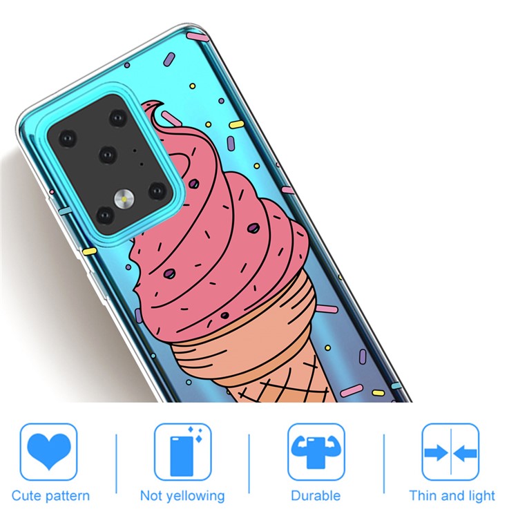 Pattern Printing IMD Clear TPU Phone Case for Samsung Galaxy S20 Ultra - Ice Cream-4