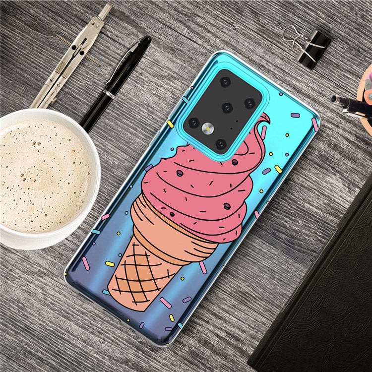 Pattern Printing IMD Clear TPU Phone Case for Samsung Galaxy S20 Ultra - Ice Cream-5