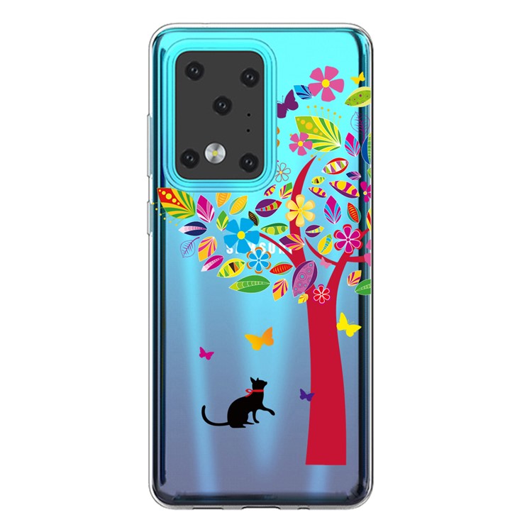 Pattern Printing IMD Clear TPU Phone Case for Samsung Galaxy S20 Ultra - Cat and Tree-1
