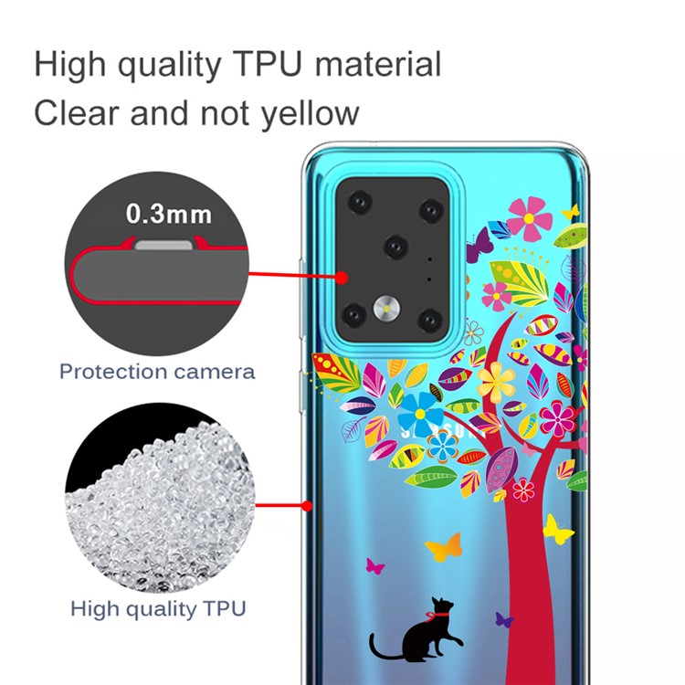 Pattern Printing IMD Clear TPU Phone Case for Samsung Galaxy S20 Ultra - Cat and Tree-2
