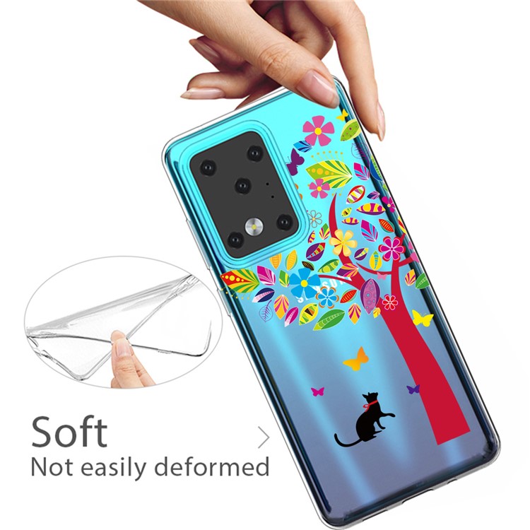 Pattern Printing IMD Clear TPU Phone Case for Samsung Galaxy S20 Ultra - Cat and Tree-3
