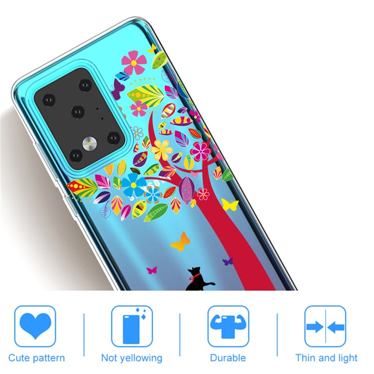 Pattern Printing IMD Clear TPU Phone Case for Samsung Galaxy S20 Ultra - Cat and Tree-4