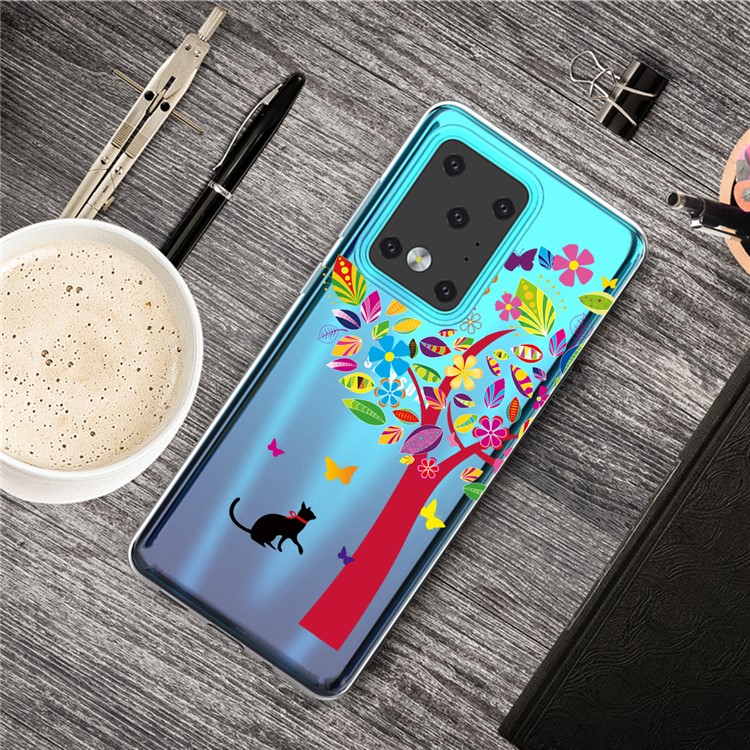 Pattern Printing IMD Clear TPU Phone Case for Samsung Galaxy S20 Ultra - Cat and Tree-5