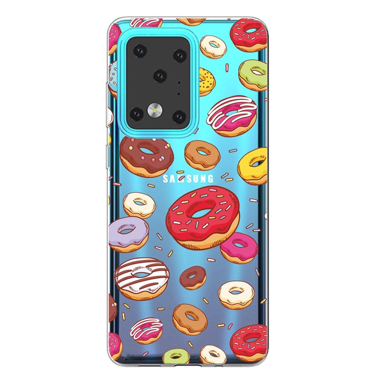 Pattern Printing IMD Clear TPU Phone Case for Samsung Galaxy S20 Ultra - Donuts-1