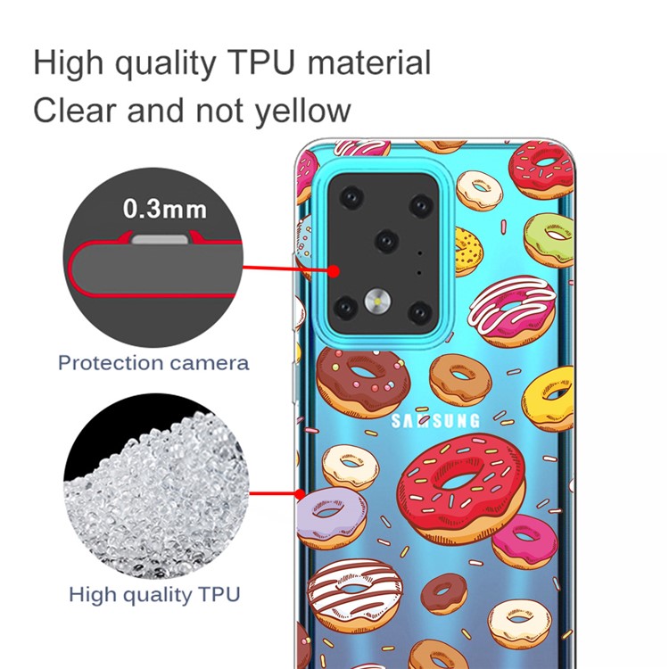 Pattern Printing IMD Clear TPU Phone Case for Samsung Galaxy S20 Ultra - Donuts-2