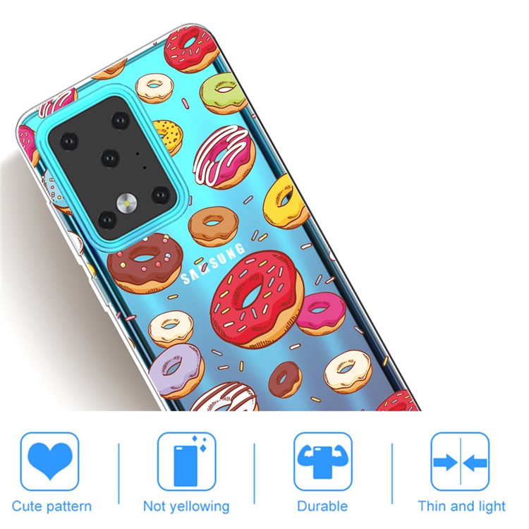 Pattern Printing IMD Clear TPU Phone Case for Samsung Galaxy S20 Ultra - Donuts-4
