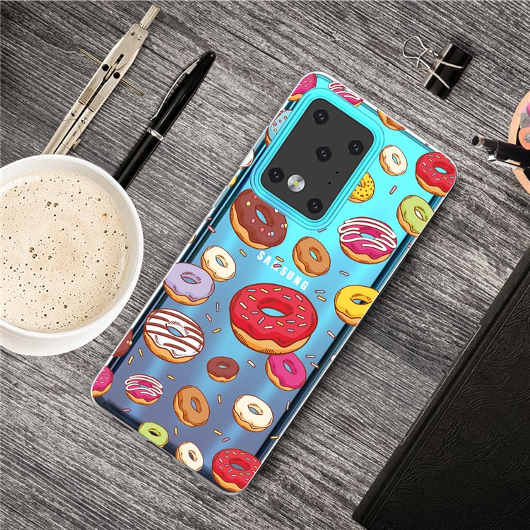 Pattern Printing IMD Clear TPU Phone Case for Samsung Galaxy S20 Ultra - Donuts-5