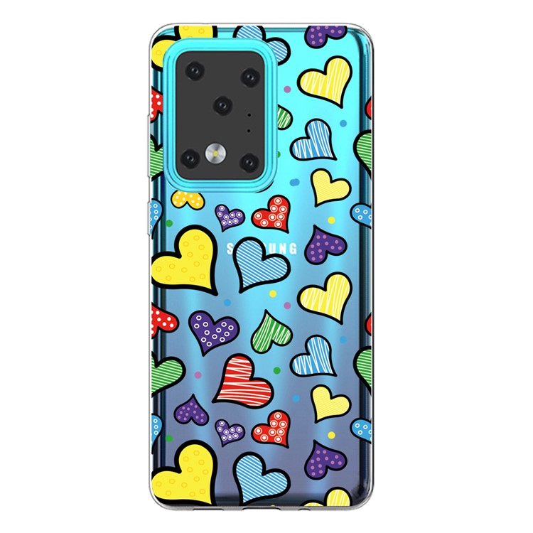 Pattern Printing IMD Clear TPU Phone Case for Samsung Galaxy S20 Ultra - Hearts-1