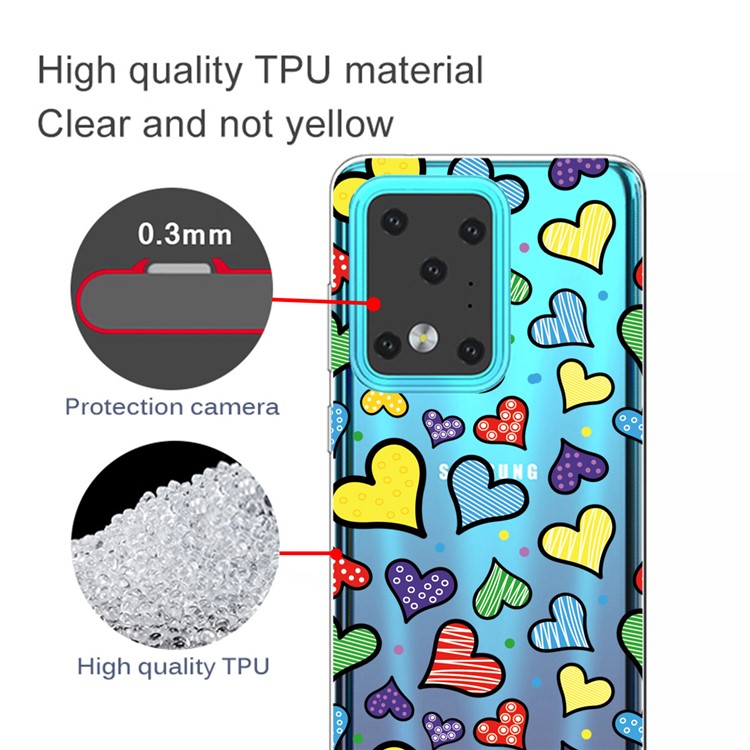 Pattern Printing IMD Clear TPU Phone Case for Samsung Galaxy S20 Ultra - Hearts-2