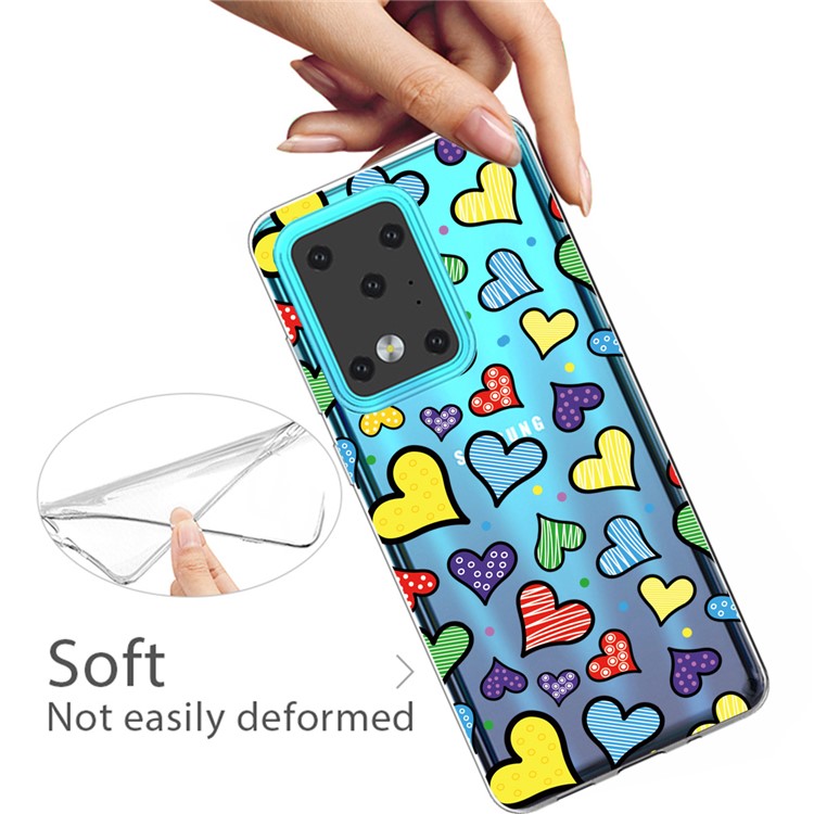Pattern Printing IMD Clear TPU Phone Case for Samsung Galaxy S20 Ultra - Hearts-3
