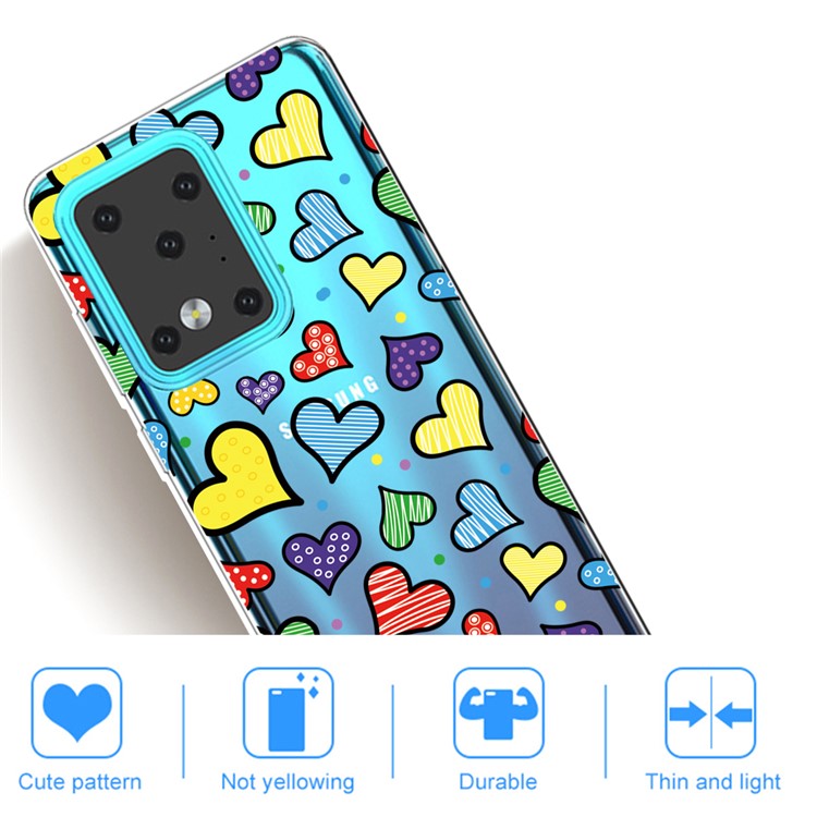 Pattern Printing IMD Clear TPU Phone Case for Samsung Galaxy S20 Ultra - Hearts-4