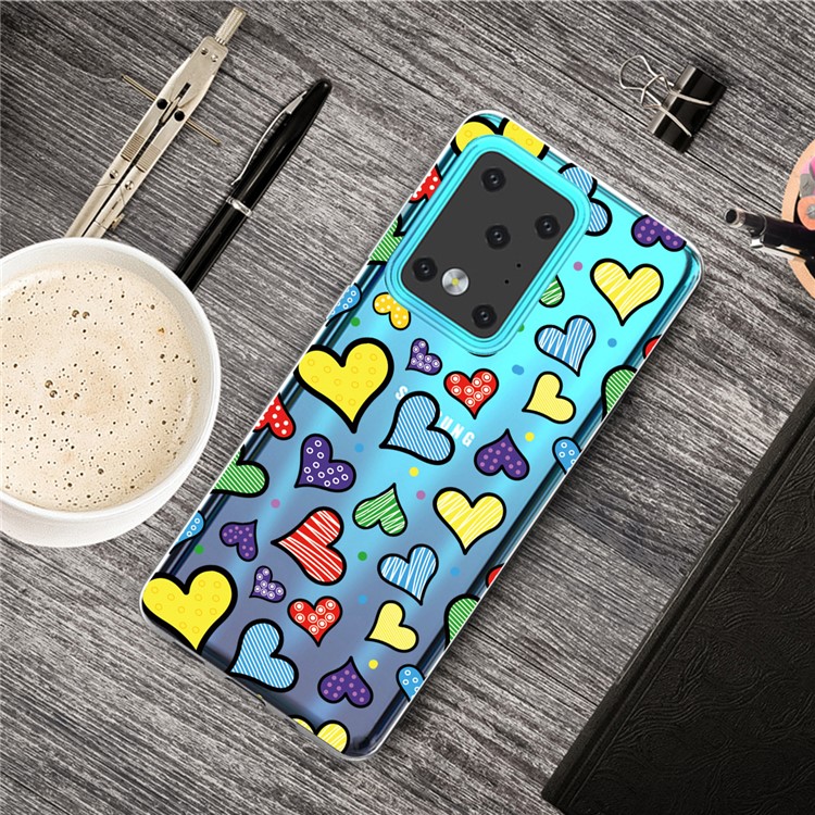 Pattern Printing IMD Clear TPU Phone Case for Samsung Galaxy S20 Ultra - Hearts-5