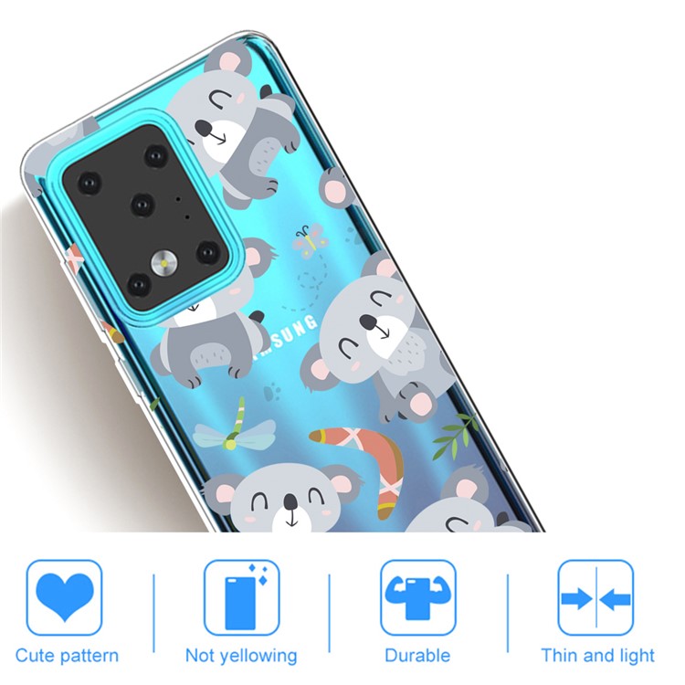 Pattern Printing IMD Clear TPU Phone Case for Samsung Galaxy S20 Ultra - Koala-4