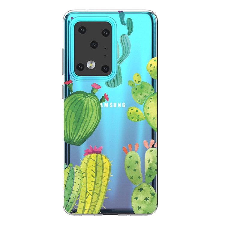 Pattern Printing IMD Clear TPU Phone Case for Samsung Galaxy S20 Ultra - Cactus-1
