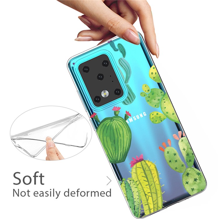 Pattern Printing IMD Clear TPU Phone Case for Samsung Galaxy S20 Ultra - Cactus-3