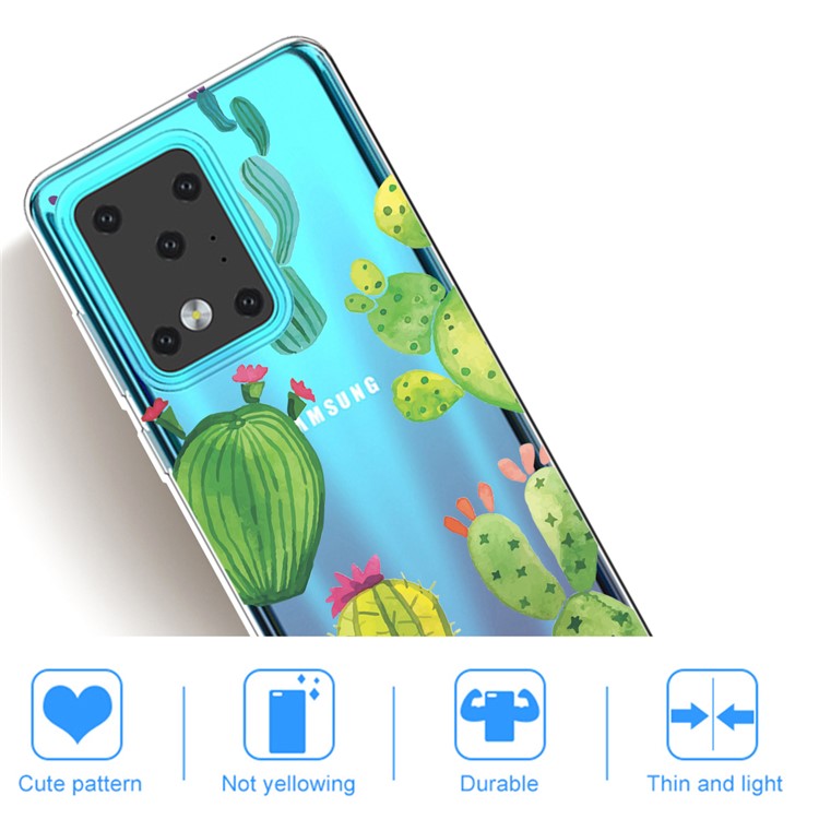 Pattern Printing IMD Clear TPU Phone Case for Samsung Galaxy S20 Ultra - Cactus-4