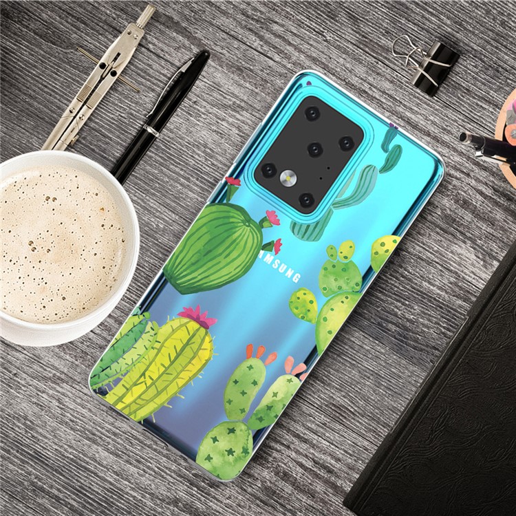 Pattern Printing IMD Clear TPU Phone Case for Samsung Galaxy S20 Ultra - Cactus-5