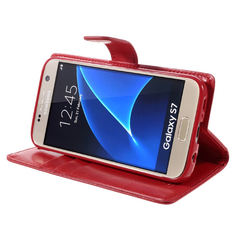 MERCURY GOOSPERY Blue Moon Leather Wallet Case for Samsung Galaxy S7 G930 - Red-4