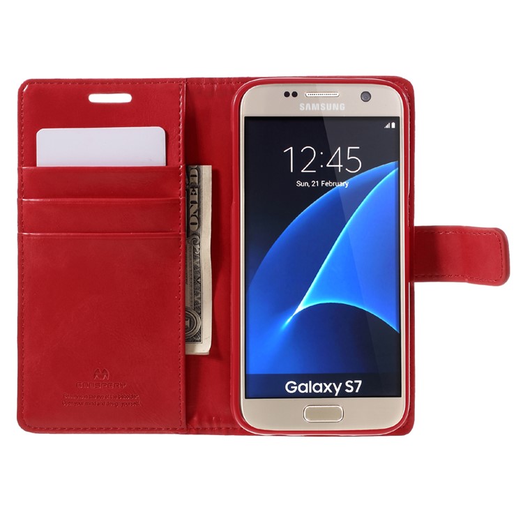 MERCURY GOOSPERY Blue Moon Leather Wallet Case for Samsung Galaxy S7 G930 - Red-6
