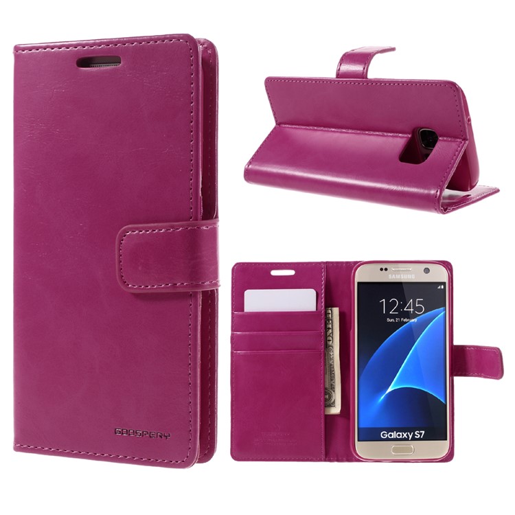 MERCURY GOOSPERY Blue Moon Stand Leather Cover for Samsung Galaxy S7 G930 - Rose-1