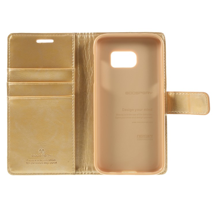 MERCURY GOOSPERY Blue Moon Leather Flip Cover for Samsung Galaxy S7 G930 - Gold-10