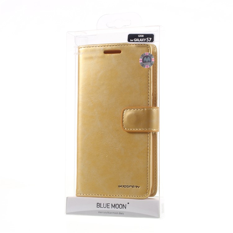 MERCURY GOOSPERY Blue Moon Leather Flip Cover for Samsung Galaxy S7 G930 - Gold-11