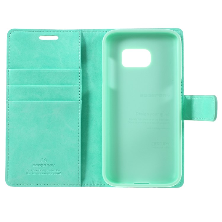 MERCURY GOOSPERY Blue Moon Leather Cover Card Holder for Samsung S7 G930 - Cyan-10