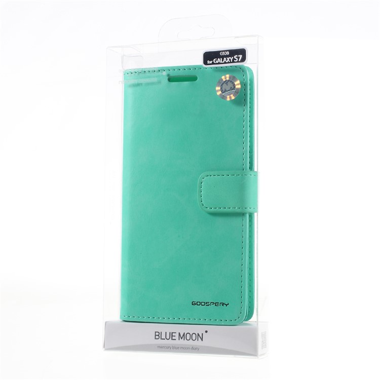 MERCURY GOOSPERY Blue Moon Leather Cover Card Holder for Samsung S7 G930 - Cyan-11