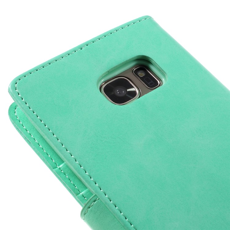 MERCURY GOOSPERY Blue Moon Leather Cover Card Holder for Samsung S7 G930 - Cyan-9
