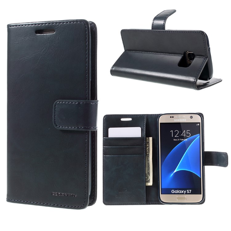 MERCURY GOOSPERY Blue Moon Leather Case for Samsung Galaxy S7 G930 - Dark Blue-1