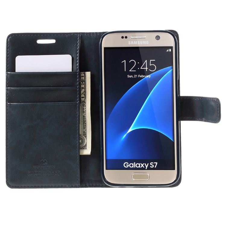 MERCURY GOOSPERY Blue Moon Leather Case for Samsung Galaxy S7 G930 - Dark Blue-6