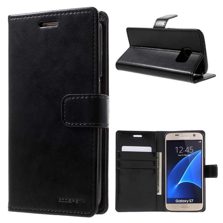 MERCURY GOOSPERY Blue Moon Leather Stand Case for Samsung Galaxy S7 G930 - Black-1