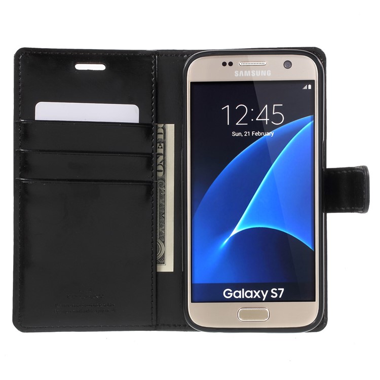 MERCURY GOOSPERY Blue Moon Leather Stand Case for Samsung Galaxy S7 G930 - Black-5
