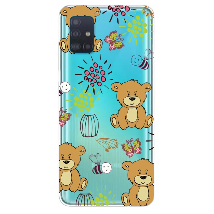 Pattern Printing IMD TPU Shell Case for Samsung Galaxy A51 - Bear-1