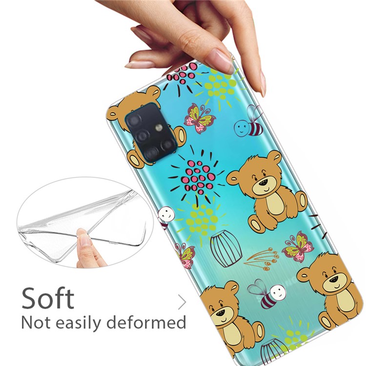 Pattern Printing IMD TPU Shell Case for Samsung Galaxy A51 - Bear-3